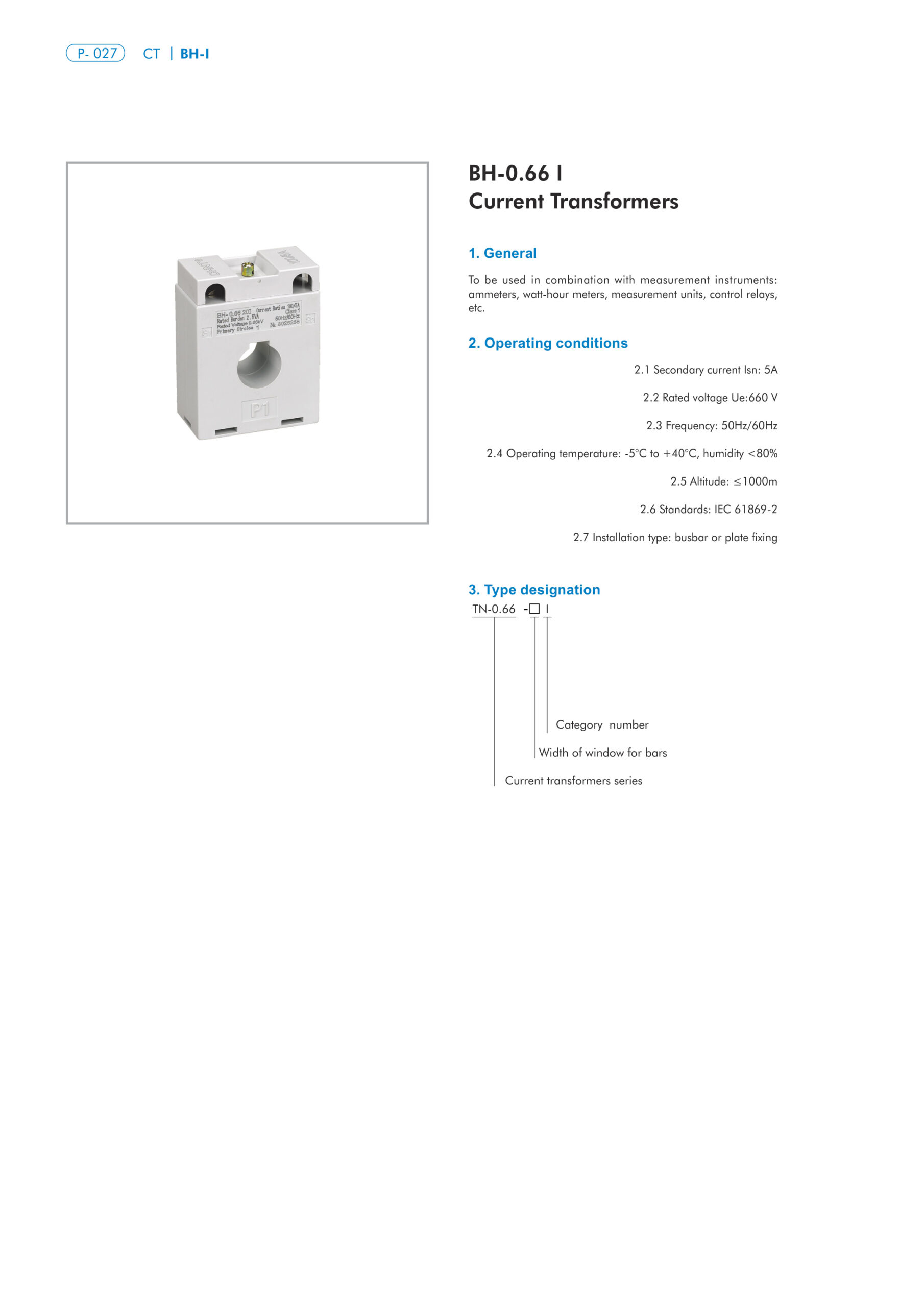CHINT BH-0.66 I current transformer catalogue page 1